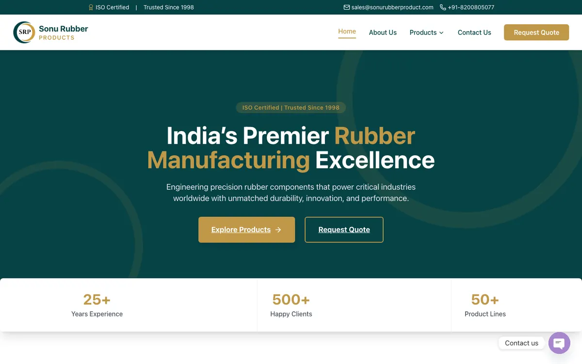 Sonu Rubber Products website designed and developed by Zxnova